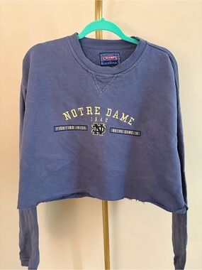 Champs Navy Crewneck Notre Dame Cropped Sweater